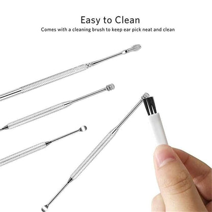 Ear Wax Cleaning Kit, Reusable Ear Wax Cleaner Tool Set with Storage Box - Ear Wax Remover Tool Kit (Silver)