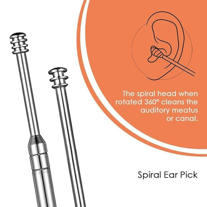 Ear Wax Cleaning Kit, Reusable Ear Wax Cleaner Tool Set with Storage Box - Ear Wax Remover Tool Kit (Silver)