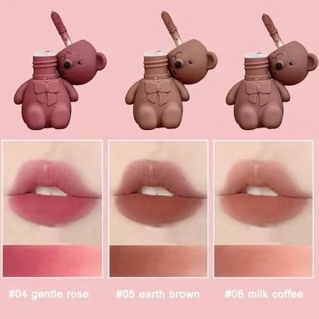 Lip Tint, Bear Keychain Long Lasting Creamy Texture Matte Lipstick For Makeup 6pcs Multicolour