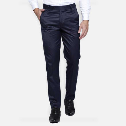 Lycra Blend Solid Regular Fit Mens Formal Trousers