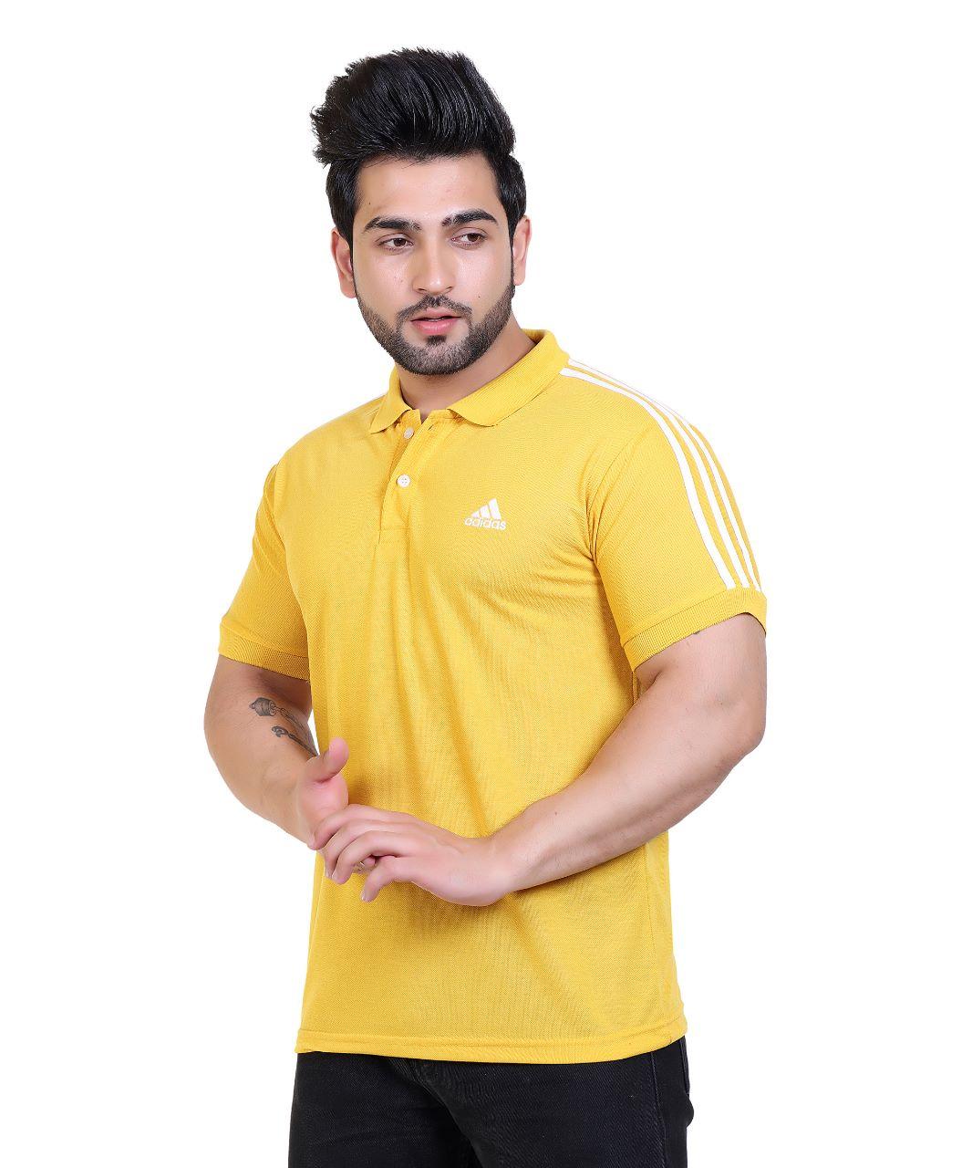 Matty Solid Half Sleeves Mens Polo Neck T-Shirt