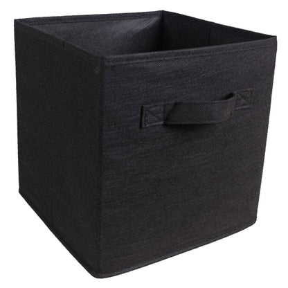 Storage Basket Fabric Drawers Organizer Box Bin Open Design Black (Pack of 2)