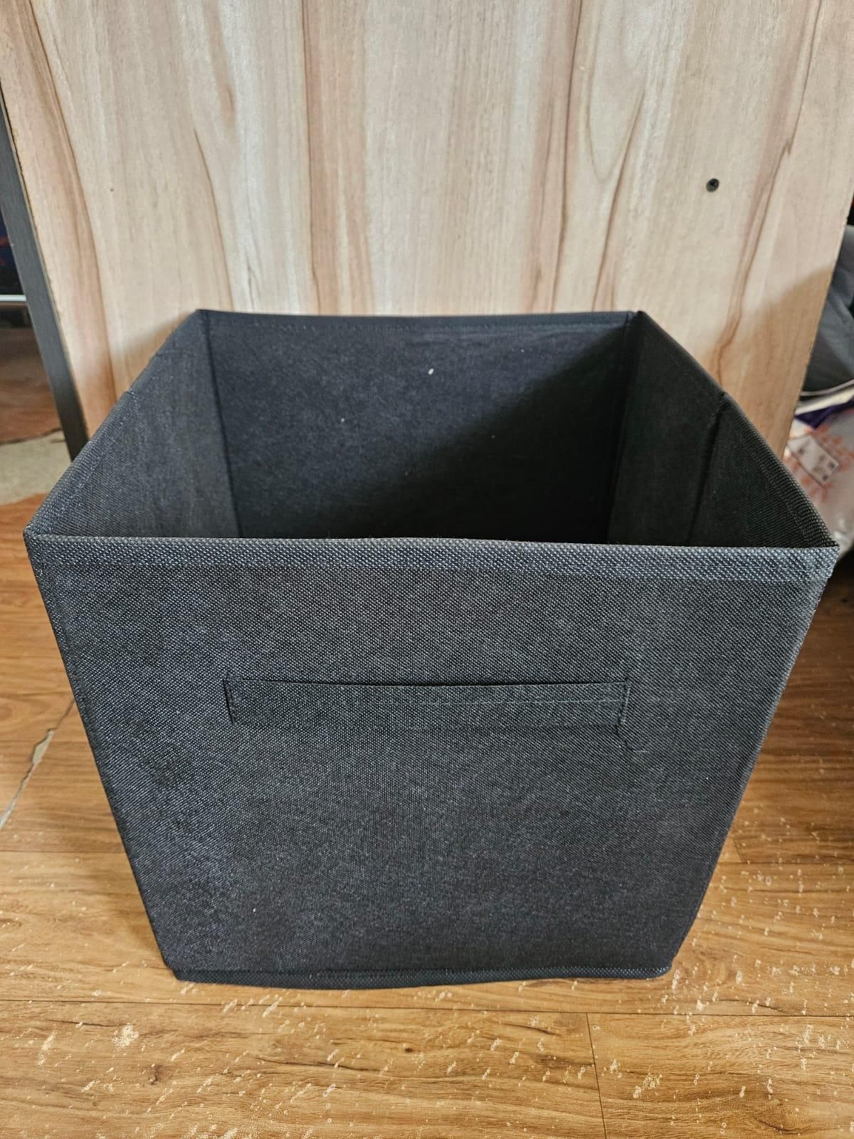 Storage Basket Fabric Drawers Organizer Box Bin Open Design Black (Pack of 2)