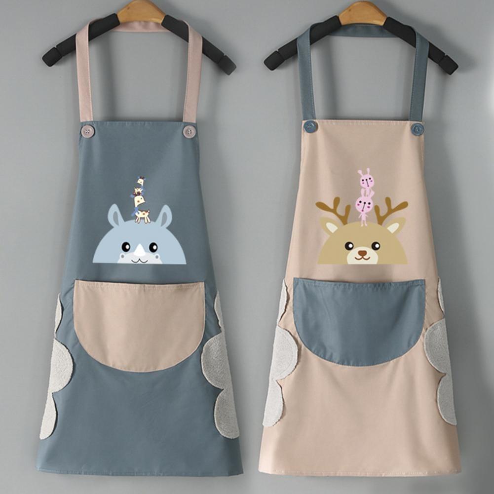 Kitchen Apron for Women with Big Front Pocket Hand-Wiping Waterproof Apron for Kitchen