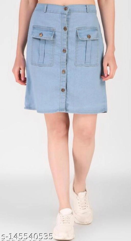 Denim Skirts for Girls (Blue, 13-14 Years)