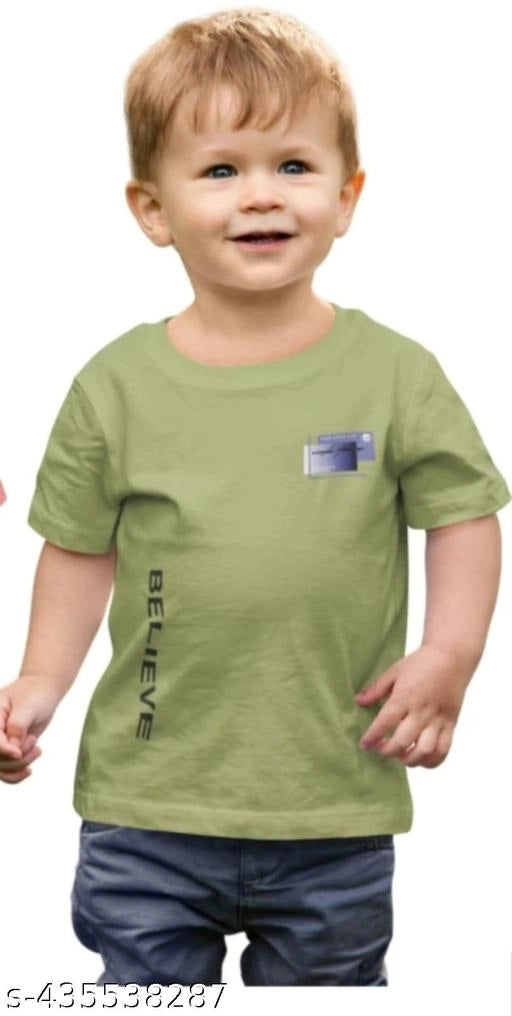 Cotton Blend Round Neck Printed T-Shirt for Boys (Green, 3-4 Years)