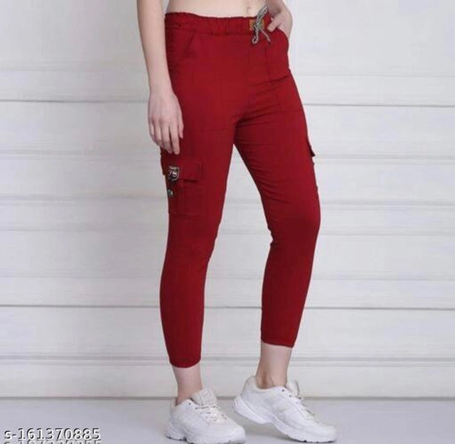 Cotton Blend Trackpant for Girls (Maroon, 12-13 Years)