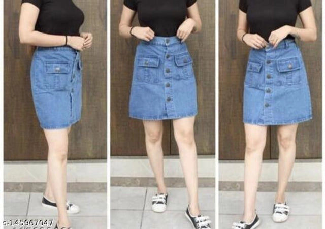 Denim Skirts for Girls (Blue, 13-14 Years)